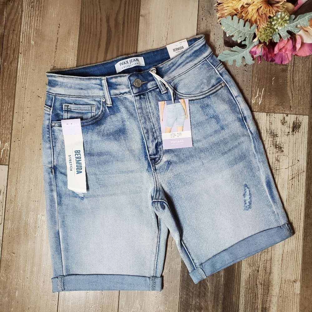 NWT Wax Jean Collection Bermuda Stretch Jean Shorts Women's Size Medium - Picture 16 of 16